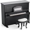 Odoria Casa delle Bambole Pianoforte Miniatura: 1/12 Scala Piano Nero Tastiera per Salotto Soggiorno Vintage - Mini Strumenti Musicali Mobile Legno con Panchina Modellismo