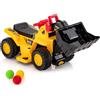 COSTWAY Escavatore Elettrico per Bambini, Ruspa Cavalcabile con Benna Controllabile Vano Nascosto Effetti Sonori e Canestro da Basket Pieghevole e 3 Palline, per Bambini 2 Anni+