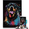 SYUNFEI Puzzle regalo rottweiler colorato puzzle 1000 pezzi per adulti 50 x 74,9 cm, puzzle in legno per adulti e bambini, ottimo regalo per adulti e bambini
