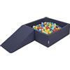 KiddyMoon Area di Gioco in Schiuma con Quadrato Piscina di Palline (200 Palline) per Bambini, Blu Scuro:Verdech/Arancione/Turche/Blu/Azuro/Gialo