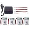 ZYGY 4PCS 3.7V 220mah lipo Batteria + 4in1 Caricatore dell'equilibrio per E010 E010C E011 E011C E013 GoolRC T36 NINHUI NH010 F36 H36 HS210 SANROCK GD65A ATOYX AT-66 RC Quadcopter