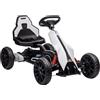 HOMCOM Go-kart elettrico per bambini 12 V 3-5 km/h con modalità regolabile a 2 vie, cintura di sicurezza, volante, go-kart per bambini da 3 a 8 anni, bianco