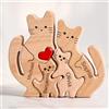 VEELU Festa del Papà Idee Regalo - Regalo Mamma Compleanno - Puzzle in Legno Famiglia Gatti Personalizzato con Nomi - 2-10 Pezzi Opzionale Natale, Anniversario - Decorazione Casa