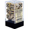 Chessex, set di 12 dadi di marmo color avorio e punti neri, 16 mm per lato