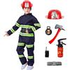 Generico Set di Vigile del Fuoco Gioco d'Imitazione per Bambini Bambini Pompiere Giochi di Ruolo Costume Costume Halloween Bimbo Costumes Pompiere Bambino per Feste in Maschera