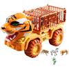 Generic Camion Animali per Bambini - Escavatore Giocattolo, Auto Retrattile, Custodia Forte | Veicolo Da Trasporto con Gabbia Rinforzata, Giocattolo Interattivo per Tigri E Dinosauri