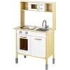 Baroni Toys Cucina Gioco in Legno Montessori da Bambina, Giocattolo Mini Cucina in Legno da Bambino, Gioco Cucina con Forno Microonde Lavello e Fornelli, Gioco Bambini da 3 a 7 Anni, 58x30x96 cm