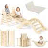 STYPLZ Montessori 7 in 1 Set di telaio da arrampicata: triangolo da arrampicata per interni, arco da arrampicata con cuscino e scivolo, giocattolo da arrampicata in legno, struttura da arrampicata per
