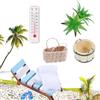 Norhogo 8 pezzi Casa delle bambole Mini Estate Spiaggia Lettino in legno, Mini Set di sedie da spiaggia in miniatura con micro scena, statua estiva, set di sedie da spiaggia per oggetti di scena