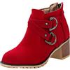 HSyc JRX Stivaletti da donna in nabuk con tacco alto con tacco alto da 5 cm, chiusura lampo, Colore: rosso, 34 EU