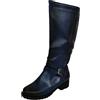 Generisch Stivali alti al ginocchio, da donna con tacco, stivali invernali, stivaletti con tacco piatto, caldi, da cowboy, scarpe lunghe, Blu, 37 EU