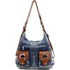 iPinee Borsa in denim da donna, borsa a tracolla in jeans blu, convertibile in denim, borsa alla moda, borsa a tracolla, C, Middle