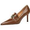 WBITJDK Tacco A Spillo con Decorazioni A Punta Décolleté Donna 8cm Casual Tacchi Grosso Scarpe da Ufficio (Cachi,39)