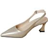 AlkYutd Décolleté da donna con tacco a gattino da 7 cm e punta, Colore: champagne., 34 EU