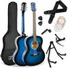 3rd Avenue Pacchetto con chitarra acustica di dimensioni standard 4/4 livello beginner, custodia da trasporto, plettri e corde di riserva, stand, tracolla, capotasto- Blu