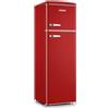 SEVERIN RKG 8983 [EEK D] - Frigorifero retrò con applicazioni cromate, congelatore superiore, illuminazione a LED, 1-7°C, volume netto 246 L, solo 39 dB, rosso, RKG 8983