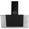 GURARI Cappa da cucina a testa libera 482 50 IS, cappa aspirante 50cm 1000 m³/h Acciaio inossidabile Vetro nero