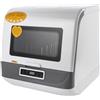 Eieblek Lavastoviglie da tavolo, 800 W, mini lavastoviglie con display touch, 3 modalità di lavaggio, 4-6 capacità, per cucina/camper, 45 x 40 x 44,8 cm (bianco)