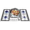 WINZING Piano cottura a gas a 5 fuochi, 86 × 51 cm, fornello a gas in acciaio inox con protezione automatica della fiamma, ideale per arrosti, cottura e stufatura, facile da pulire