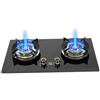 Generico Fornello A Gas Da Campeggio, Fornello Da Banco Con Anello Di Fuoco Da 5,2 KW, Piano Cottura In Vetro Temperato, 2 Fuochi, Kit Fonte Di Gas NG/GPL(NG)