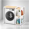JDPYURV Scaffale Lavatrice Asciugatrice Regolabile, Mobile per Lavanderia con Piedini Antiscivolo, Asciugatrice Superiore Impilabile Rack con Scaffalatura Laterale 3 Livelli(White)