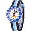 Disney Mickey Mouse - Orologio analogico con cinturino in nylon, per bambini, blu, moderno, blu, blu, Moderno