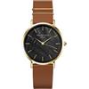 Rosefield West Village Black Cognac con quadrante nero e cassa in oro da 33 mm WBCLG-W96 pelle, Cognac & Gold, misura unica, Elegante