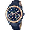 JAGUAR Orologio Smart Uomo Ibrido in Pelle Blu | Connected, Impermeabile 10 ATM, J960/1, Controllo Musica, Contapassi, Notifica e Rifiuta Chiamate, Quadrante Blu