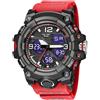 Gosasa Orologio da uomo multifunzione militare S-Shock sportivo LED con allarme digitale impermeabile, Digitale