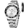 OLEVS Luxury Mens Cronografo Lunare Phase Two Tone Acciaio Inox Impermeabile Luminoso Business Calendar