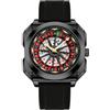 MASTOP Roulette Wheel - Orologio da polso da uomo con quadrante girevole da poker, cinturino in gomma siliconica, orologio unico, creativo e accattivante, per uomo, Tutto nero