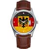 SKOEN Orologio da polso da uomo, casual, impermeabile, al quarzo, con data, classico, in pelle, marrone, vintage, grunge, bandiera tedesca, bandiera della Germania, Marrone, Commerciale