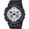Casio G-shock Ga-100 - Orologio Da Polso Da Uomo Al Quarzo Sportivo Bracciale E Cassa In Resina Di Colore Nero Quadrante Analogico-digitale Bianco - GA-100WD-1AER