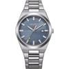 Citizen Vagary by Orologio Uomo Classico Timeless IB9-719-73 | Cassa e Bracciale Acciaio 38mm | Quadrante Blu a Righe con Datario | Quarzo | WR 5 BAR