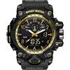 Forrader Orologi militari da uomo Orologi sportivi all'aperto per gli uomini Impermeabile tattico esercito orologio da polso Multi funzione LED allarme cronometro digitale analogico orologi, nero/oro