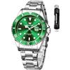 OLEVS Luxury Mens Cronografo Lunare Phase Two Tone Acciaio Inox Impermeabile Luminoso Business Calendar