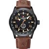 NAVIFORCE Orologio sportivo da uomo, cinturino in pelle, impermeabile, al quarzo, analogico, facile da leggere, con data automatica, Giallo, Sportivo