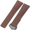 ROUHO Traforato Pelle Scamosciata Cinturino Orologio Satinato Morbido Ricambio Cinturino Orologio per TAG Heuer Carrera Monaco-Caffè con Nero Fibbia Deployante 24mm