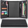 Ditiord, custodia a tre pieghe per Rocketbook Fusion Executive Size, multi formato A5 con portapenne, tasca per telefono, tasca con cerniera, porta biglietti da visita, 22,9 x 17,3 cm, colore nero