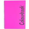 Colourbook Quaderno Grande A4 Spiralato Rosa Fluo 150 Fogli 300 Pagine Quadretti 5 mm 2 Divisori Rimovibili Microperforati 4 Fori Copertina PPL