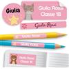 melu kids® Set di Etichette Adesive Personalizzate Scuola [60, Rosa] - Etichette Adesive per Matite, Quaderni, Materiale Scolastico e Oggetti - Resistenti all'Acqua - Tre Dimensioni