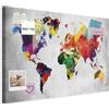 murando - Pannello di Fibra con Puntine - Mappa del Mondo 90x60 cm 1 Pezzo - Bacheca & Quadro su tela in un uno - Decorativo per Parete - Lavagna per le Note Ufficio - Viaggio Planisfero k-A-0120-v-a