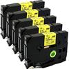 NEOUZA ACD.auto - 5 cartucce a nastro laminato, compatibili con Brother P-Touch Tze TZ, 12 mm x 8 m TZe-Fx631 Flexible Black on Yellow
