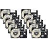 vhbw 10x Cassetta nastro sostituisce Casio XR-18WE, XR-18WE1 per etichettatrice 8m x 18 mm nero su bianco