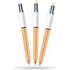 DLM Direct BIC - Penne a 4 colori, con fusto color oro satinato, con quattro inchiostri vivaci assortiti, penne multicolori, tutto in uno, per scuola e ufficio (confezione da 3)