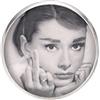 Generic Spilla con perno in acciaio inossidabile, diametro 25 mm, spillo 0,7 mm, Fatto a Mano, Illustrazione Audrey Hepburn 2