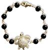 Generico Bracciale con pietre dure e ciondolo (Nero onice con tartaruga)