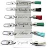 Silvia Creations And Co Portachiavi in Acciaio Targhetta Incisa con Frase e Nappina - Portachiavi Incisione Frase Personalizzato o Nome