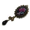 Generic Spilla retrò resina rosa old school fiore nero rosa blu ottone bronzo perline charms regalo personalizzato noel amico mamma compleanno compleanno ospite festa della mamma signora