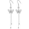 Meissa Orecchini pendenti lunghi con Ciondolo Farfalla Pendenti Argento 925 orecchini lunghi bambina donna gioielli Regalo della Sposa/Fidanzamento/Moglie per Anniversario Natale (argento)